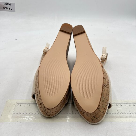 FOWT Apricot Peep Toe Slingback Platform Wedge High Heel Buckle Open Toe Sandals - Picture 7 of 8